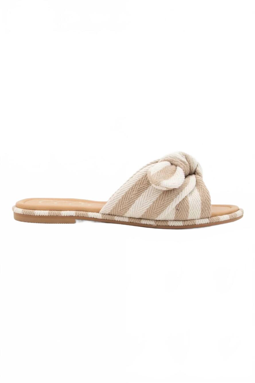 NEW CCOCCI women's knotted bow sandals in taupe